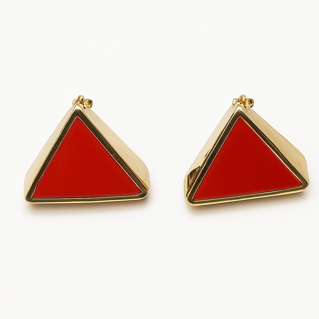 Vintage Napier Red Triangle Clip-On Earrings