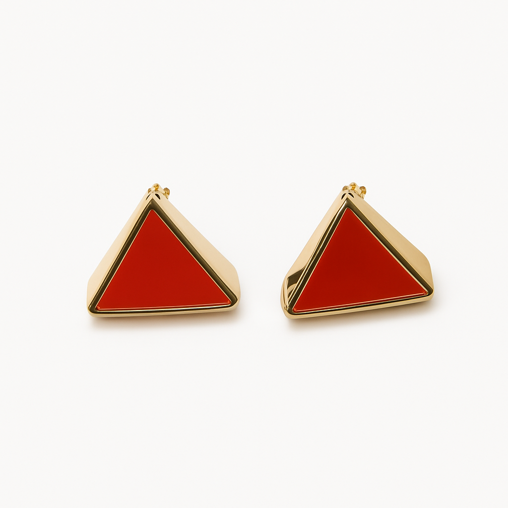Vintage Napier Red Triangle Clip-On Earrings