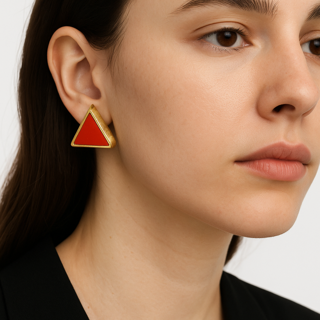 Vintage Napier Red Triangle Clip-On Earrings