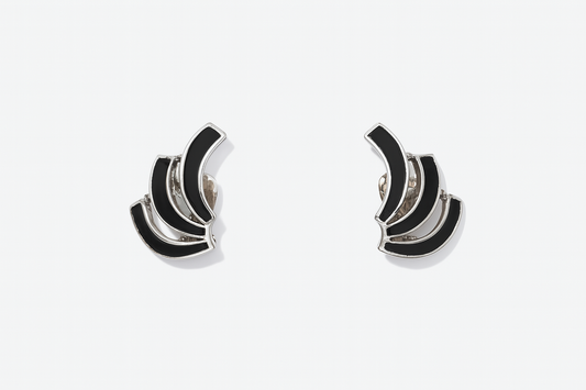 Vintage Sarah coventry Silver Fan Clip-On Earrings